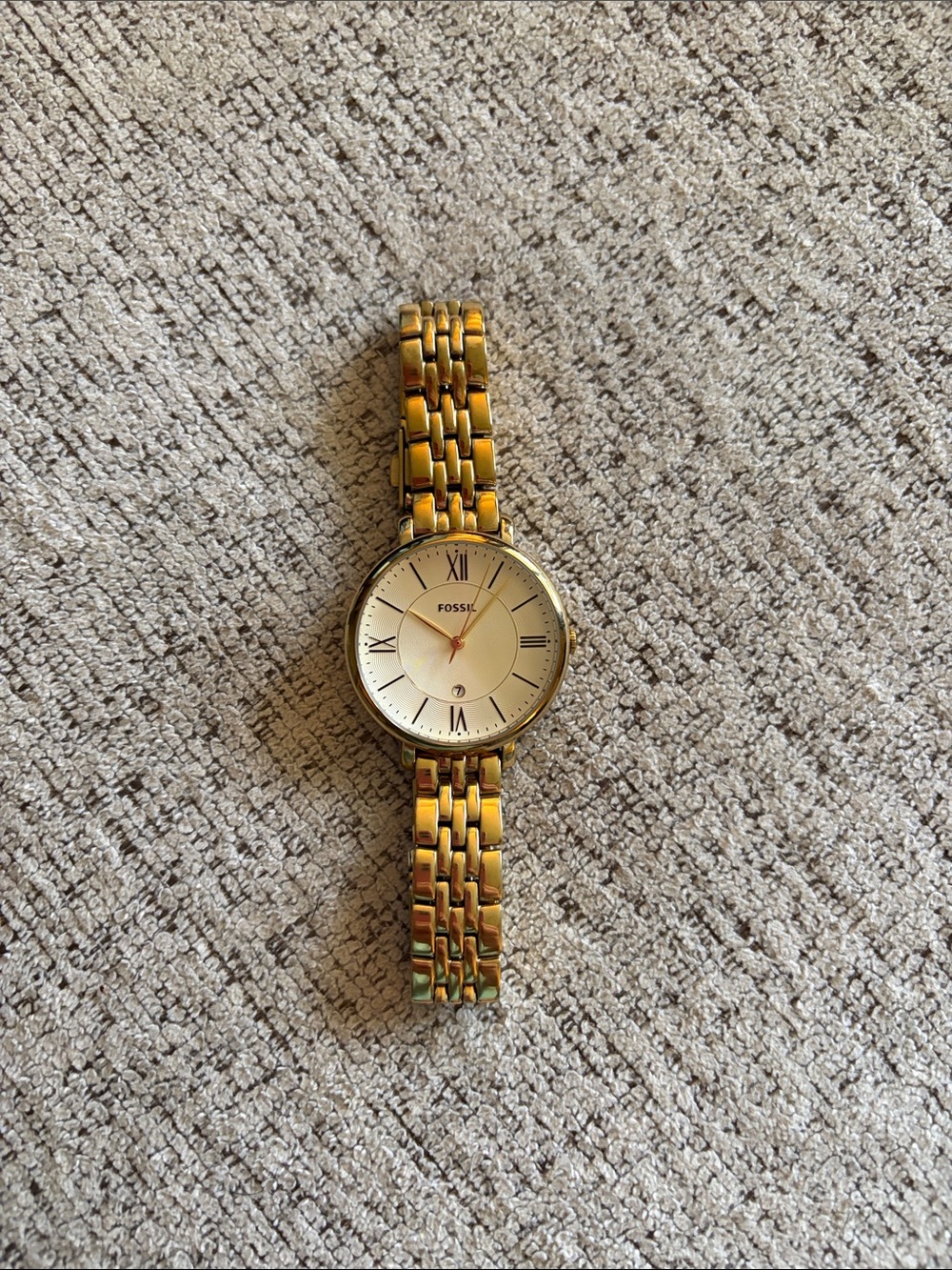 Fossil Women's Gold Tone Bracelet Watch with Ivory Dial